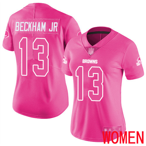Cleveland Browns Odell Beckham Jr Women Pink Limited Jersey #13 NFL Football Rush Fashion->women nfl jersey->Women Jersey